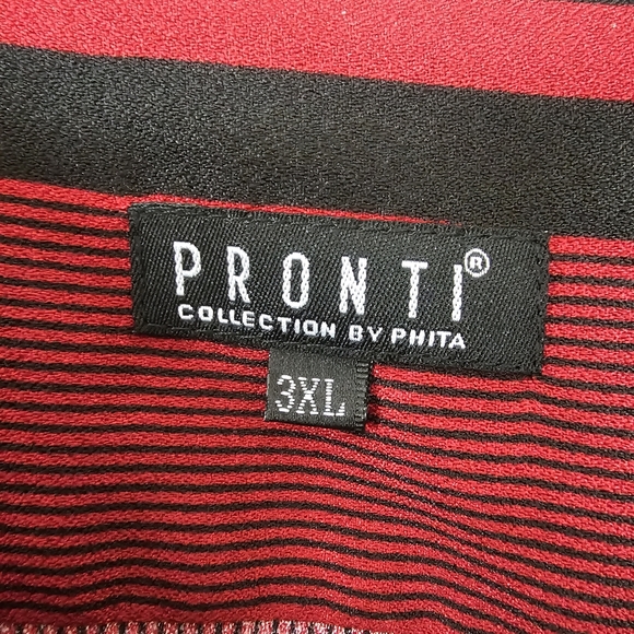 Pronti Collection By Phita Men's Red Striped Short Sleeve Dress Shirt Size 3XL - Picture 5 of 7